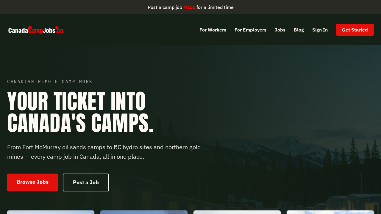Canada Camp Jobs website screenshot