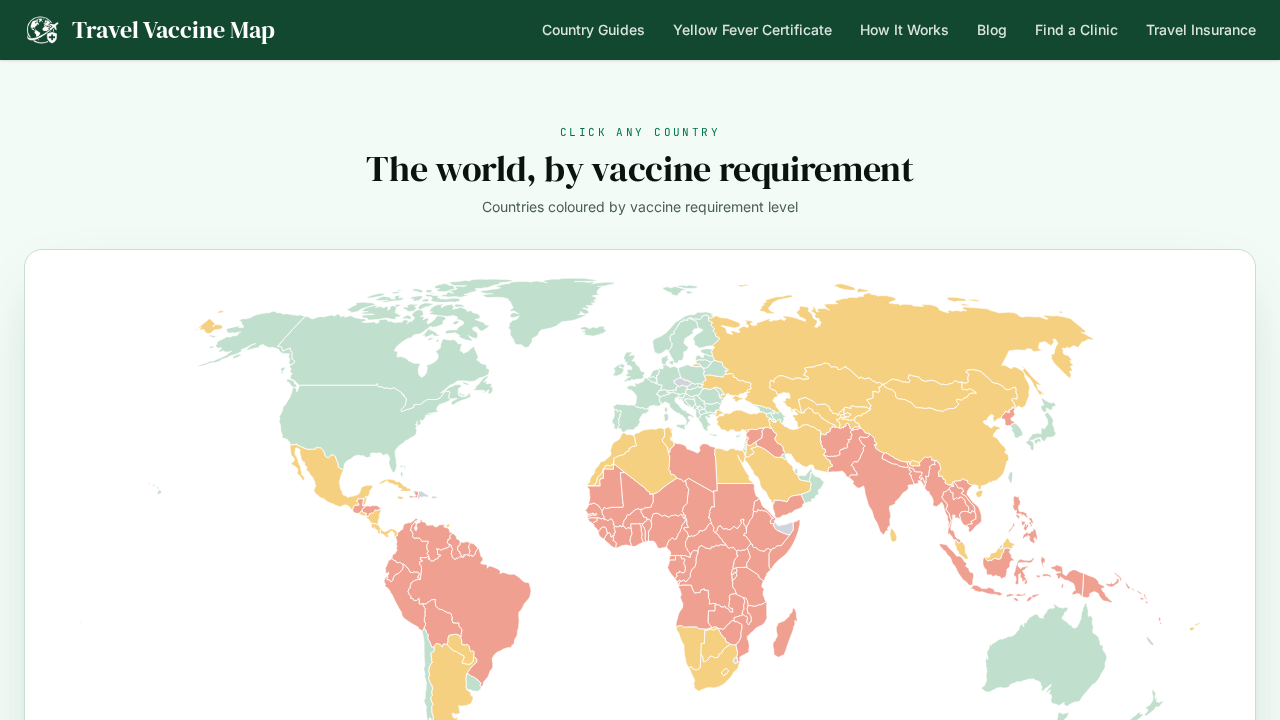 Travel Vaccine Map website screenshot