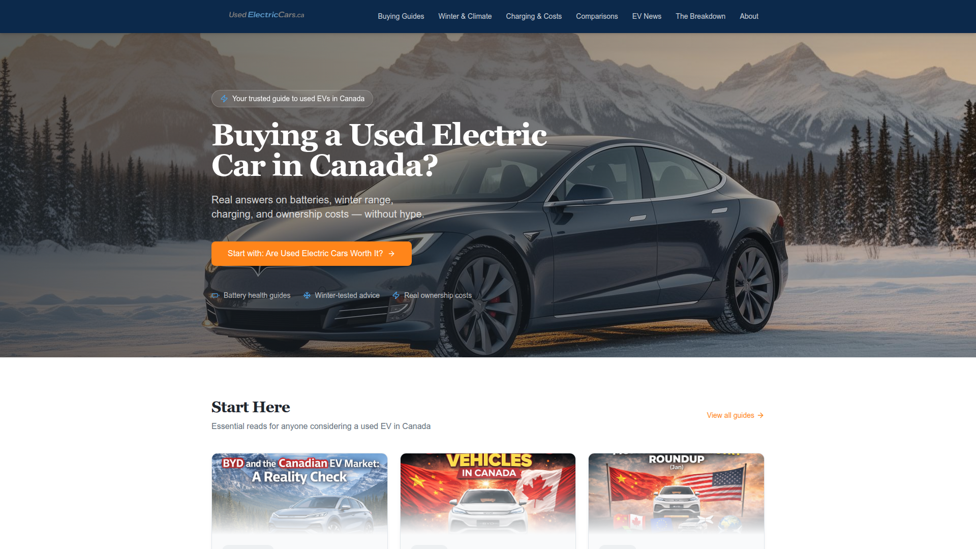 Used Electric Cars Canada website screenshot